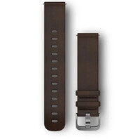 Garmin Quick Release band 20mm, leer, donkerbruin, zilveren gesp (Venu, Venu Sq, Venu 2 plus, etc.)