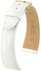 Witte leren riem Hirsch Genuine Croco L 18920800 (Krokodillenleer) Hirsch selectie