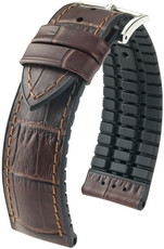 Leren horlogeband Hirsch Paul M 0925028110-2, bruin, kalfleer/natuurrubber, lengte M, Quick Release