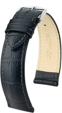 leren horlogeband Hirsch Duke L 01029050-2, zwart, kalfsleer, lengte L, Quick Release