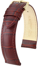 leren horlogeband Hirsch Duke M 01028160-1, rood, kalfsleer, lengte M, Quick Release