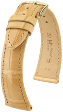 Leren horlogeband Hirsch London M 04207190-1, beige, alligatorenleer, lengte M, Quick Release