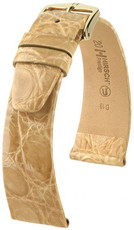 leren horlogeband Hirsch Prestige M 02208190-1, beige, krokodillenleer, lengte M, Quick Release