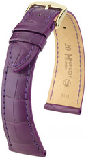 Leren horlogeband Hirsch London M 04207186-1, paars, alligatorenleer, lengte M, Quick Release