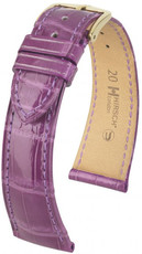 Leren horlogeband Hirsch London M 04207187-1, paars, alligatorenleer, lengte M, Quick Release