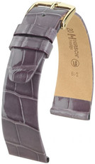 leren horlogeband Hirsch Prestige M 02307112-1, paars, alligatorenleer, lengte M, Quick Release