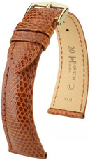 Leren horlogeband Hirsch London M 04266170-1, bruin, hagedisleer, lengte M, Quick Release