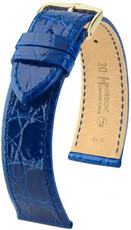 Leren horlogeband Hirsch Genuine Croco M 01808185-1, blauw, krokodillenleer, délka M, Quick Release
