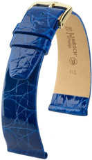 leren horlogeband Hirsch Prestige M 02208185-1, blauw, krokodillenleer, lengte M, Quick Release