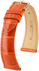 Leren horlogeband Hirsch London L 04207077-1, oranje, alligatorleer, lengte L, Quick Release