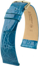 leren horlogeband Hirsch Prestige M 02208183-1, blauw, krokodillenleer, lengte M, Quick Release