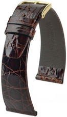 Donkerbruine leren band Hirsch Prestige L 02208010-1 (Krokodillenleer)