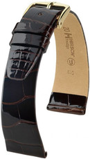 leren horlogeband Hirsch Prestige M 02307110-1, bruin, alligatorenleer, lengte M, Quick Release