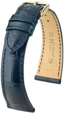 Leren horlogeband Hirsch London M 04207189-1, blauw, alligatorenleer, lengte M, Quick Release