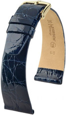 leren horlogeband Hirsch Prestige M 02208180-1, blauw, krokodillenleer, lengte M, Quick Release