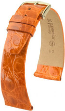 leren horlogeband Hirsch Prestige M 02208176-1, oranje, krokodillenleer, lengte M, Quick Release