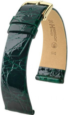 Leren horlogeband Hirsch Prestige M 02308140-1, groen, krokodillenleer, lengte M, Quick Release