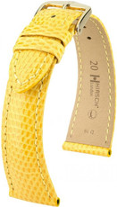 Leren horlogeband Hirsch London M 04266172-1, geel, hagedisleer, lengte M, Quick Release