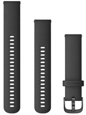 Siliconen horlogeband Garmin 20mm (voor Venu, Venu Sq, Venu 2 plus enz.), zwart V1, Quick Release, + verlengd deel, 010-12932-11