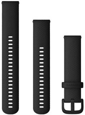 Siliconen horlogeband Garmin 20mm (voor Venu, Venu Sq, Venu 2 plus enz.), zwart V1, Quick Release + verlengd deel, 010-13021-03