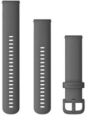 Garmin Quick Release band 20mm, silicone, grijs, zwarte gesp (Venu, Venu Sq, Venu 2 plus, etc.) + verlengd deel