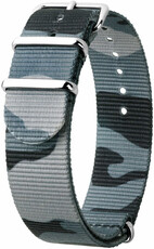 Nylon horlogeband Hirsch Rush L 40406038-2, camouflage/blauw, camouflage, lengte L, Quick Release