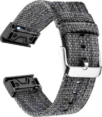 nylon horlogeband Ricardo 22mm (voor Garmin Fenix 8/7/6 (47mm), Epix 2, enz.), grijs V1, QuickFit