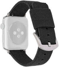 Bandje voor Apple Watch, nylon, zwart, zilveren gesp (42/44/45 mm cases)