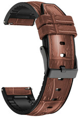 Snelkoppelingsband 22mm, leer, bruin, donkere gesp (Garmin Venu 2, Forerunner 255, Vívoactive 4, etc.)
