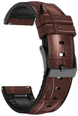Quick Release band 22mm, leer, bruin, zwarte gesp (Garmin Venu, Forerunner 255, Vívoactive 4, etc.)