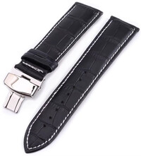 Leren horlogeband Ricardo Cortona, zwart, Quick Release