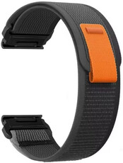 QuickFit band 22mm, nylon, zwart-grijs, klittenband (Garmin Fenix 7/6/5, Epix 2, MARQ 2, etc.)