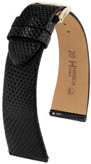 Lederen band Hirsch Lizard M 01866150-1, zwart, hagedissenleer