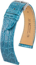 Leren riempje Hirsch Genuine Croco 18900883-2, blauw, krokodillenhuid, Quick Release