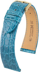 Leren riempje Hirsch Genuine Croco 18900883-7, blauw, krokodillenhuid, Quick Release