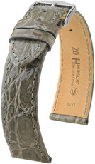 Leren horlogeband Hirsch Genuine Croco L 18920830-2, grijs, krokodillenleer, lengte L, Quick Release