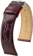 Leren horlogeband Hirsch Genuine Croco L 18920860-2, rood, krokodillenleer, lengte L, Quick Release