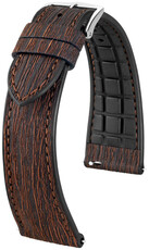 Hirsch Bark L 0935045015-2 leren riem, bruin, lengte L, snelsluiting