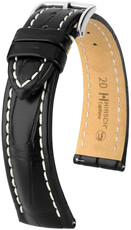 Lederen band Hirsch Capitano L 04807059-2, zwart, alligatorleer, lengte L, Quick Release