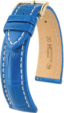 Lederen band Hirsch Capitano L 04807085-1, blauw, alligatorleer, lengte L, Quick Release