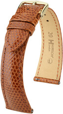 Leren riempje Hirsch London 04366170-7, bruin, hagedissenhuid, Quick Release