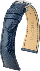 Leren riempje Hirsch London 04366180-2, blauw, hagedissenhuid, Quick Release