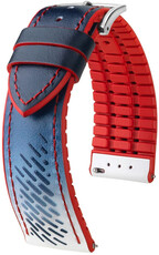 Leren riem Hirsch Soccer L 0922002080-2, blauw, kalfsleer, lengte L, snelsluiting