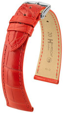 Leren riempje Hirsch London 04307129-2, rood, alligator huid, Quick Release