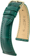 Leren riempje Hirsch London 04307149-7, groen, alligator huid, Quick Release