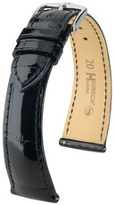 Leren riempje Hirsch London 04307150-2, zwart, alligator huid, Quick Release