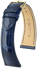 Leren riempje Hirsch London 04307180-7, blauw, alligator huid, Quick Release