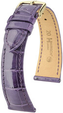 Leren riempje Hirsch London 04307184-7, paars, alligator huid, Quick Release