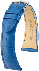 Leren riempje Hirsch London 04307185-2, blauw, alligator huid, Quick Release