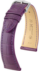 Leren riempje Hirsch London 04307186-2, paars, alligator huid, Quick Release